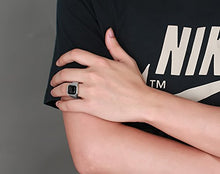 Load image into Gallery viewer, MEALGUET Jewelry Fashion Stainless Steel Signet Ring with Black Agate for Men, Size 10
