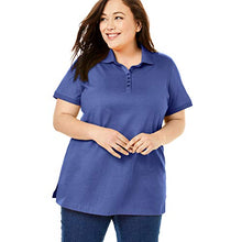 Load image into Gallery viewer, Woman Within Women's Plus Size Perfect Short-Sleeve Polo Shirt - 3X, Medium Heather Grey Gray