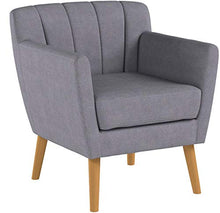 Load image into Gallery viewer, Christopher Knight Home Merel Mid-Century Modern Fabric Club Chair, Light Grey / Natural