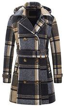 Load image into Gallery viewer, Chrisuno Women's Long Wool Trench Coat Winter Oversize Overcoat Yellow Plaid M