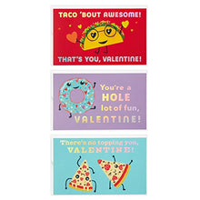 Load image into Gallery viewer, Hallmark Kids Mini Valentines Day Cards Assortment, 18 Cards with Envelopes (Tacos, Pizza, Doughnuts)