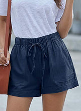 Load image into Gallery viewer, Womens Comfy Drawstring Casual Elastic Waist Pocketed Loose Fit Shorts L Grey
