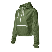 Load image into Gallery viewer, Beyoyo Women's Water Resistant Pullover Jacket Hooded Lightweight Quick Dry Outdoor Athletic Windbreaker Raincoat Hoodie Army Green