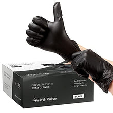 Load image into Gallery viewer, Black Vinyl Disposable Gloves Medium 50 Pack - Latex Free, Powder Free Medical Exam Gloves - Surgical, Home, Cleaning, and Food Gloves - 3 Mil Thickness