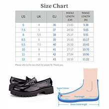 Load image into Gallery viewer, ISOMEI Loafers for Women Comfort Chunky Heel Loafers Patent Leather Chunky Loafers(Blue,8)