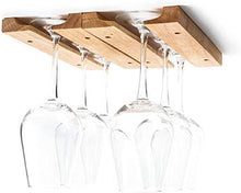 Load image into Gallery viewer, Fox Run Mounted Under-Cabinet Wooden Wine Glass Holder Rack, 11 x 7 x 0.75 inches, Brown