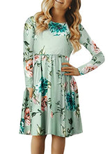 Load image into Gallery viewer, Blibea Girls Floral Dress Long Sleeve Casual Boho Ruffled Empire Waist Midi Dress with Pockets Size 8 9 Green