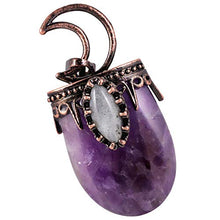 Load image into Gallery viewer, TUMBEELLUWA Natural Healing Crystal Stone Pendant Necklace for Men and Women, Reiki Oval Stone Necklace with Oval Labraorite Stone, Amethyst