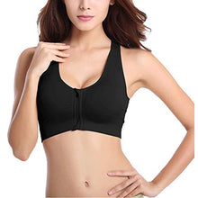 Load image into Gallery viewer, Women's Zip Front Sports Bra Wireless Post-Surgery Bra Active Yoga Sports Bras (Large, 3 Pack(Black+Grey+Bean Paste))