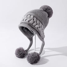 Load image into Gallery viewer, HUAMULAN Women Winter Beanie Hat Earflap Peruvian Warm Slouchy Fleece Lined 3 Pom Poms Knit Cap Sherpa Fluffy Ski Hats