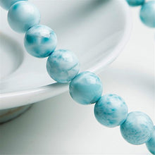 Load image into Gallery viewer, 7mm Natural Blue Larimar Gemstone Crystal Round Bead Stretch Bracelet