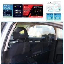 Load image into Gallery viewer, Kleantoolz Adjustable Plexiglass Car Sneeze Guard Barrier - Partition *IMPROVED For Most Vehicles, Shield For Rideshare Driver, Passengers - Microfiber Cloth, 2 Rating Cards, 2 Mask Stickers