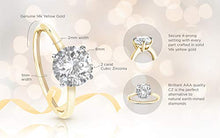 Load image into Gallery viewer, 14K Solid Yellow Gold 2.0 Carat Solitaire CZ Engagement Ring, Size 6
