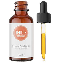 Load image into Gallery viewer, Teddie Organics Rosehip Seed Oil for Face, Hair and Skin 1oz, Pure Rose Hip Oil (Works as a Carrier and Facial Oil)