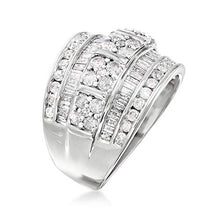 Load image into Gallery viewer, Ross-Simons 2.00 ct. t.w. Baguette and Round Diamond Multi-Row Ring in Sterling Silver For Women 925