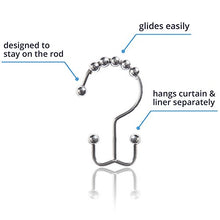 Load image into Gallery viewer, Maytex Shower Curtain Hooks Rust-Resistant Metal Double Roller Glide, Rings for Bathroom, Set of 12, Chrome