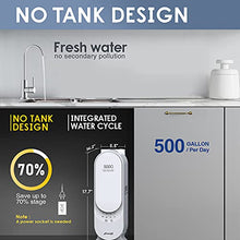 Load image into Gallery viewer, Frizzlife Reverse Osmosis Water Filtration System - Alkaline & Remineralization, Superb Taste, Tankless, 500 GPD Fast Flow RO Filter, 1.5:1 Pure to Drain, Reduces TDS, Brushed Nickel Faucet, PX500-A