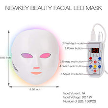 Load image into Gallery viewer, Led Face Mask, NEWKEY Led Light Therapy 7 Color Facial Skin Care Mask - with Clinically Proven Blue & Red Light Treatment Acne Photon Mask - Korea PDT Technology for Acne Reduction/Skin Rejuvenation