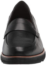 Load image into Gallery viewer, Clarks womens Sharon Gracie Penny Loafer, Black Leather With Dark Tan Welt, 8 US