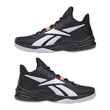 Load image into Gallery viewer, Reebok Men's More Buckets Sneaker, Black/White/Orange Flare, 9.5