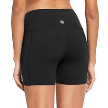 Load image into Gallery viewer, BALEAF Women's 5" Running Yoga Workout Compression Seamless Active Volleyball Shorts Pocketed Shorts Black Size M