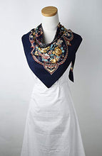 Load image into Gallery viewer, 40" Women Twill Satin Polyester Silk Feeling Square Hair Wrapping Sleeping Square Scarfs Baby Blue Paisley Totem Pattern