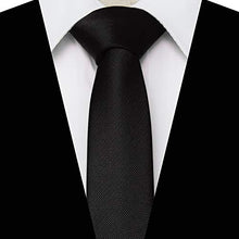 Load image into Gallery viewer, RBOCOTT 2.4" Black Skinny Tie for Men Silk Wedding Business Slim Necktie(9)