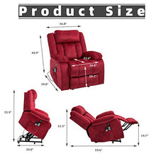 Load image into Gallery viewer, Mecor Lift Chair,Power Lift Recliner for Elderly,Fleece Massage Recliner Chair with Adjustable Headrest/Heat/Side Pockets/USB Charge Port for Living Room (Red)