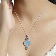 Load image into Gallery viewer, YoTreasure Blue Topaz & Chalcedony Crystal Necklace .925 Sterling Silver Chain Pendant