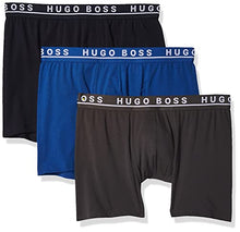 Load image into Gallery viewer, BOSS Hugo Men's 3-Pack Cotton Boxer Brief, True Blue/Sky Captain/Forged Iron, XXL