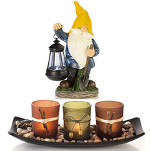 Load image into Gallery viewer, VP Home Earnest Garden Gnome with Lantern Solar Powered LED Outdoor Decor Light (Yellow Hat)