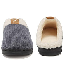 Load image into Gallery viewer, MarsRoad Mens House Slippers with Memory Foam Middle Sole Comfort Fuzzy Plush Lining and Breathable Knit Upper Indoor Slip on House Shoes