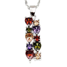 Load image into Gallery viewer, Multi Gemstone Pendants Garnet Amethyst Morganite Peridot Promise Wedding Party Necklaces Pendants (Silver Color)