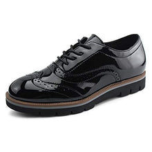 Load image into Gallery viewer, JABASIC Women Oxford Shoes Lace Up Wingtip Brogue Shoes (9M,Black New)