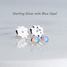 Load image into Gallery viewer, Light Blue Opal Cabochon in Sterling Silver Stud Earrings for Women Fashion Jewelry Earings