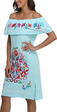 Load image into Gallery viewer, YZXDORWJ Women Mexican Embroidered Dress Ruffle Collar Sleeveless (S, 623BBL)
