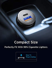 Load image into Gallery viewer, USB C Car Charger Super Mini AINOPE All Metal 36W Fast USB Car Charger PD&QC 3.0 Dual Port Car Adapter Compatible with iPhone 12/12 Pro/Max/Mini/iPhone 11/Pro/Max/XR/XS/Max/8, Galaxy S21/20/10-Silver