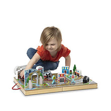 Load image into Gallery viewer, Melissa & Doug 18-Piece Wooden Take-Along Tabletop Town, 4 Rescue Vehicles, Play Pieces, Bridge