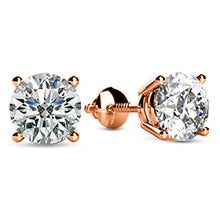 Load image into Gallery viewer, 1/2 0.5 Carat Natural Round Brilliant Solitaire Diamond Stud Earrings for Women 14K Rose Gold 4 Prong Screw Back (G-H Color SI2-I1 Clarity)