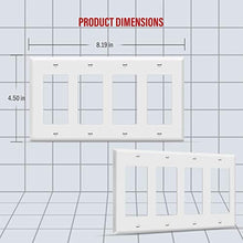 Load image into Gallery viewer, ENERLITES Decorator Light Switch or Receptacle Outlet Wall Plate, Gloss Finish, Size 4-Gang 4.50" x 8.19", Polycarbonate Thermoplastic, 8834-W, White, Standard Size