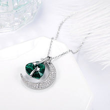 Load image into Gallery viewer, Emerald Necklace Birthday Gifts Women I Love You to the Moon and Back Half Moon Heart Shooting Star Fine Jewelry Sterling Silver
