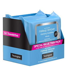 Load image into Gallery viewer, Neutrogena Makeup Remover Cleansing Face Wipes, Daily Cleansing Facial Towelettes to Remove Waterproof Makeup and Mascara, Alcohol-Free, Value Twin Pack, 25 count, 2 Pack