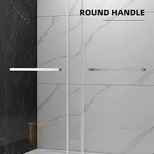 Load image into Gallery viewer, FEKEWIO Frameless Shower Door 57-60" W x 76" H Inch 3/8 Double Sliding with Soft Closing, Clear Tempered Glass 2 Ways Opening Enclosure in Brushed Nickel Finish, DS13