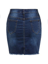 Load image into Gallery viewer, SheIn Women's Basic Stretchy Mini Short Bodycon Denim Skirt (X-Large, Navy)