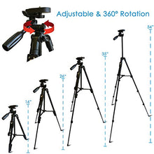 Load image into Gallery viewer, Fugetek 54" Tripod, Works with Phone & Camera, Use for Facetime, Video Calls, Teaching, Lightweight Aluminum, Removable Bluetooth Remote, Mount Smartphone, DSLR, Compatible with Apple Android, Black