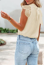 Load image into Gallery viewer, Cutiefox Women's Elegant Lace Stitching Cap Sleeves Tops Loose Fit Sleeveless Chiffon Blouses