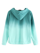 Load image into Gallery viewer, SweatyRocks Women's Long Sleeve Hoodie Sweatshirt Colorblock Tie Dye Print Tops Teal Small