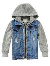 Load image into Gallery viewer, Mallimoda Kids Boys Girls Hooded Denim Jacket Zipper Coat Outerwear (9-10 Years, Style 7 Denim)