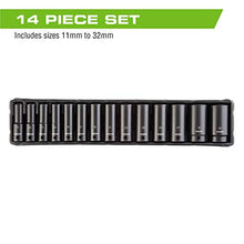 Load image into Gallery viewer, ARCAN PROFESSIONAL TOOLS 1/2 Inch Drive Deep Impact Socket Set, Metric, 11mm - 32mm, Cr-V, 14-Piece (AS21214MD)