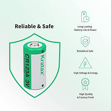 Load image into Gallery viewer, CR123A 3V Lithium Manganese Battery Kratax 12Pack Non-Rechargeable 3 Volt CR 123A Batteries 10Years Shelf Life, CE & RoHS Certified for Security and Medical Equipment, for Flashlights, Digital Cameras